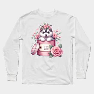 Valentine Siberian Husky Dog For You Long Sleeve T-Shirt